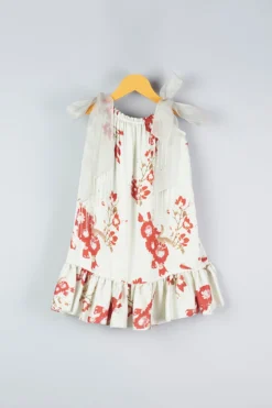 Adah Kidswear Mint Floral Printed Dress For Girls