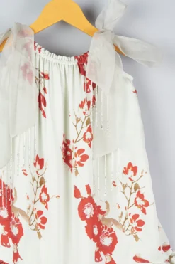 Adah Kidswear Mint Floral Printed Dress For Girls -AOZA Wear Style Shop ADAHK022205 3