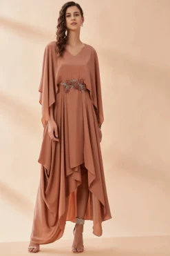 Aakaar Faded Rose Pink Embroidered Dress