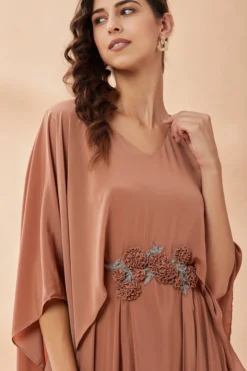 Aakaar Faded Rose Pink Embroidered Dress -AOZA Wear Style Shop AKAR012255 3