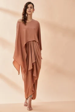 Aakaar Faded Rose Pink One-Shoulder Dress