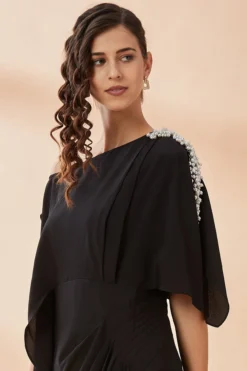 Aakaar Black Embroidered Dress -AOZA Wear Style Shop AKAR012269 3