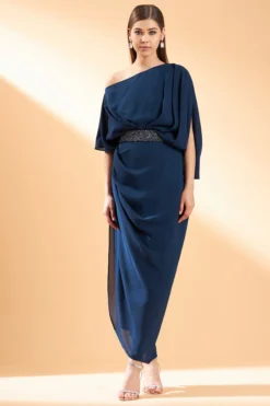 Aakaar Sapphire Blue Moss Crepe Dress