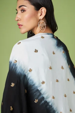 Aakaar Black Moss Crepe Embroidered Jacket Dress -AOZA Wear Style Shop AKAR052324 4