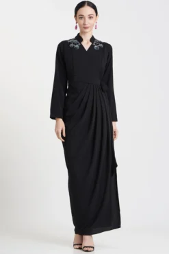 Aakaar Black Crepe Embroidered Dress