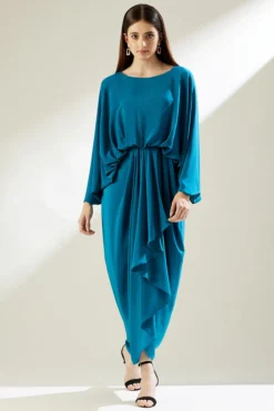 Aakaar Ocean Blue Drape Dress