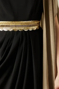 Aakaar Black Moss Crepe Dress With Cape -AOZA Wear Style Shop AKAR102228 3