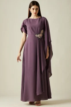 Aakaar Purple Silk Tissue Maxi Dress