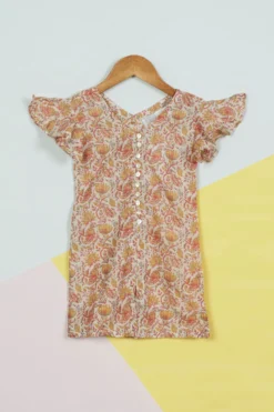 Ambar Pink Floral Printed Dress For Girls