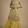 Anushree Reddy Yellow Net Pearl & Cutdana Embroidered Kurta With Dress