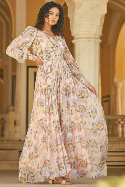 Baise Gaba Blush Peach Chiffon Maxi Dress