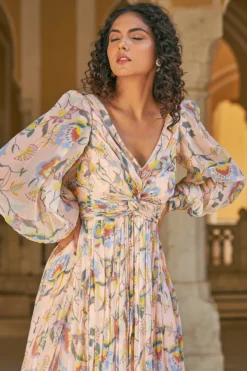 Baise Gaba Blush Peach Chiffon Maxi Dress -AOZA Wear Style Shop BAGA022217 3