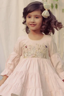 Bagichi Light Pink Embroidered Dress For Girls -AOZA Wear Style Shop BAGI012313 3