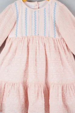Bagichi Pastel Pink Cotton Embroidered Dress For Girls -AOZA Wear Style Shop BAGI022201 3