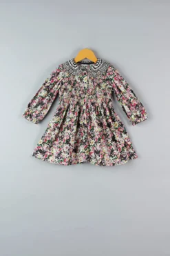 Bagichi Multi-Colored Cotton Printed Dress For Girls