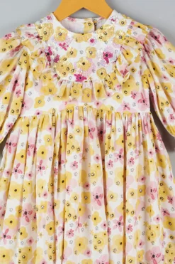 Bagichi Yellow Cotton Silk Dress For Girls -AOZA Wear Style Shop BAGI022203 3