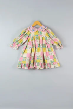 Bagichi Pink Cotton Printed Dress For Girls