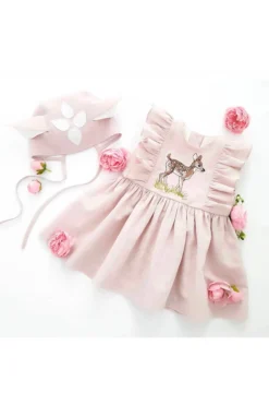 Bagichi Pastel Baby Pink Embroidered Dress For Girls