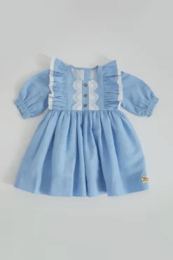 Bagichi Light Blue Lace Dress For Girls
