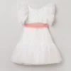 BYB PREMIUM White Cotton Poly Knee-Length Dress For Girls