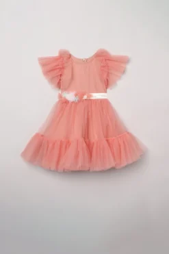 BYB PREMIUM Peachy Pink Embellished Dress For Girls
