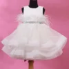 Casa Ninos White Net Dress With Belt For Girls