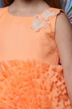 Casa Ninos Orange Organza Frilled Dress For Girls -AOZA Wear Style Shop CASANI062221 3