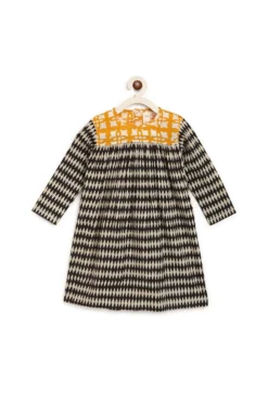 Charkhee Kids Black Printed A Line Dress For Girls