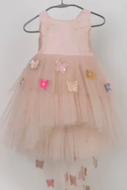 Darleen Kids Couture Peach Pink Net MIni Dress For Girls -AOZA Wear Style Shop DAR003052250 4