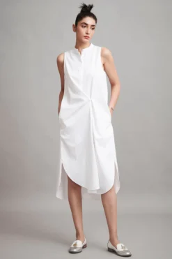 Dash And Dot White Cotton Shirt Dress