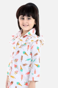 Fairies Forever White Printed Shirt Dress For Girls -AOZA Wear Style Shop FFORE032204 3