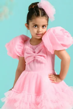 Free Sparrow Pink Tulle Ruffled Dress For Girls -AOZA Wear Style Shop FRSP062209 3