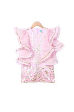 Free Sparrow Pink Ombre Dress With Bell Sleeves For Girls