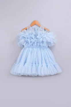 Free Sparrow Blue Layered Dress With Crystals For Girls -AOZA Wear Style Shop FRSP092111 4
