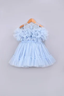 Free Sparrow Blue Layered Dress With Crystals For Girls -AOZA Wear Style Shop FRSP092111 5