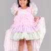 Free Sparrow Electric Lavender & Pista Green Tiered Dress For Girls