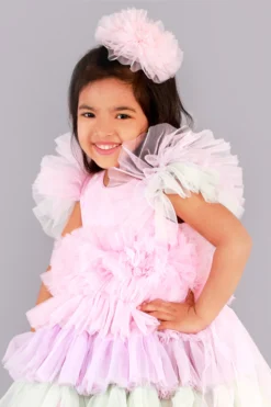 Free Sparrow Electric Lavender & Pista Green Tiered Dress For Girls -AOZA Wear Style Shop FRSP122139 3