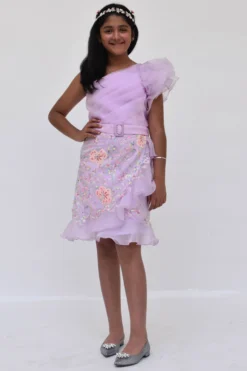 Fayon Kids Lilac Embroidered Dress For Girls
