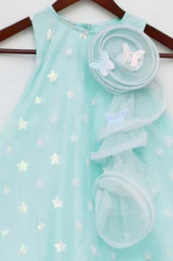 Fayon Kids Arctic Blue Embroidered Dress For Girls -AOZA Wear Style Shop FYKC122109 3