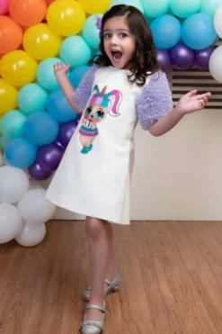 Hoity Moppet White Unicorn Shift Dress For Girls -AOZA Wear Style Shop HOITY022203 3