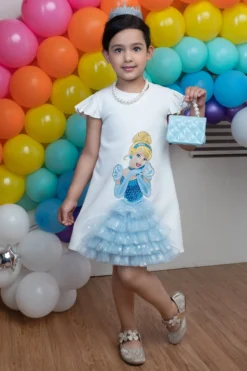 Hoity Moppet White Cinderella Shift Dress For Girls -AOZA Wear Style Shop HOITY022204 3