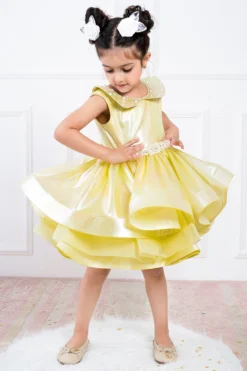Hoity Moppet Yellow Organza Dress For Girls