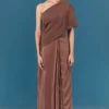 ILk By Shikha And Vinita Beige Crepe Saree Dress