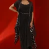 Isha Gupta Tayal Black Crepe Printed Draped Dress