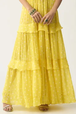 ITRH Yellow Georgette Maxi Dress -AOZA Wear Style Shop ITRH112236 3