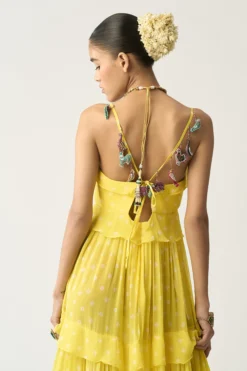 ITRH Yellow Georgette Maxi Dress -AOZA Wear Style Shop ITRH112236 4