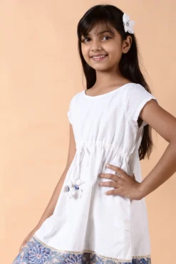 KALP White Block Printed Dress For Girls -AOZA Wear Style Shop KALPK042242 3