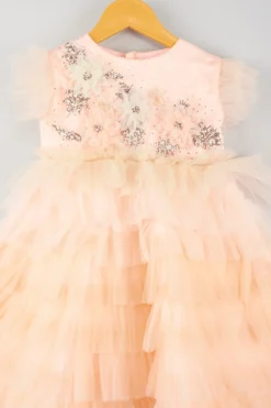 Kidilicious Peach Floral Embroidered Dress For Girls -AOZA Wear Style Shop KIDILI052203 3