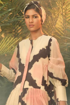 Khara Kapas Multi-Colored Shibori Dyed Dress -AOZA Wear Style Shop KKPC092125 3