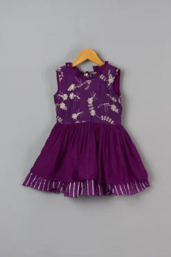 LITTLE BRATS Purple Printed Dress For Girls